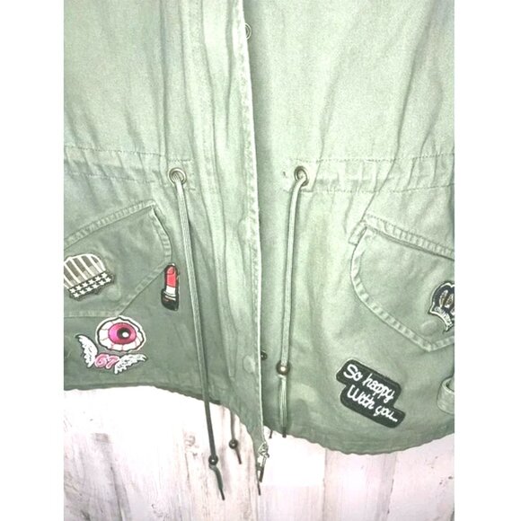 Size M Bagatelle Olive Patch Field Jacket Drawstring Hooded‎ Pockets Nordstrom - Picture 6 of 15